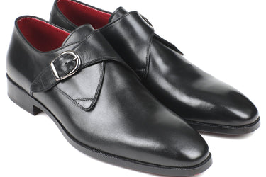 Paul Parkman Men's Leather Single Monkstraps in Black