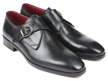 Paul Parkman Men's Leather Single Monkstraps in Black
