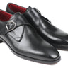 Paul Parkman Men's Leather Single Monkstraps in Black