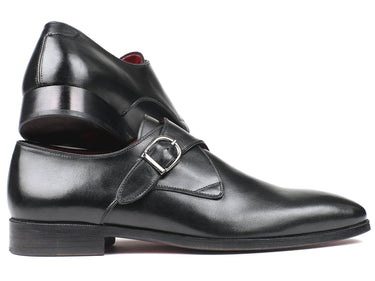Paul Parkman Men's Leather Single Monkstraps in Black