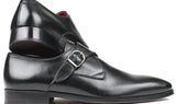 Paul Parkman Men's Leather Single Monkstraps in Black