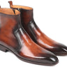 Paul Parkman Men's Side Zipper Leather Boots in Brown Burnished