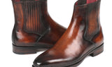 Paul Parkman Men's Leather Chelsea Boots in Brown Burnished