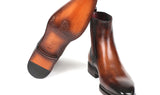 Paul Parkman Men's Leather Chelsea Boots in Brown Burnished