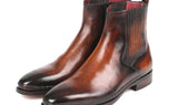 Paul Parkman Men's Leather Chelsea Boots in Brown Burnished
