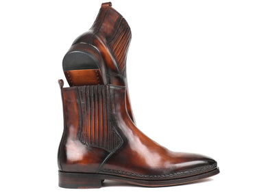 Paul Parkman Men's Leather Chelsea Boots in Brown Burnished