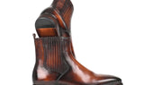Paul Parkman Men's Leather Chelsea Boots in Brown Burnished