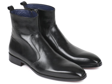 Paul Parkman Men's Side Zipper Leather Boots in Black