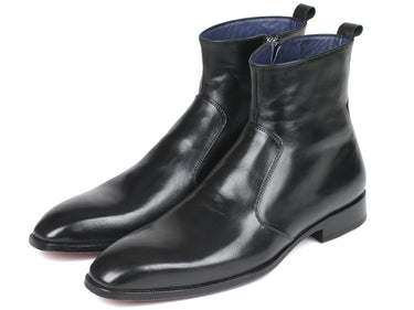 Paul Parkman Men's Side Zipper Leather Boots in Black
