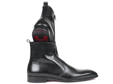 Paul Parkman Men's Side Zipper Leather Boots in Black