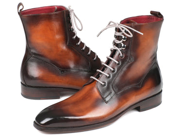 Paul Parkman Men's Leather Lace-Up Boots in Brown Burnished