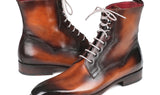Paul Parkman Men's Leather Lace-Up Boots in Brown Burnished
