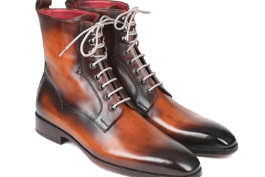 Paul Parkman Men's Leather Lace-Up Boots in Brown Burnished