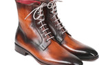 Paul Parkman Men's Leather Lace-Up Boots in Brown Burnished