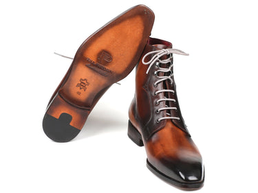 Paul Parkman Men's Leather Lace-Up Boots in Brown Burnished