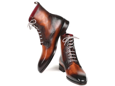Paul Parkman Men's Leather Lace-Up Boots in Brown Burnished
