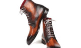 Paul Parkman Men's Leather Lace-Up Boots in Brown Burnished