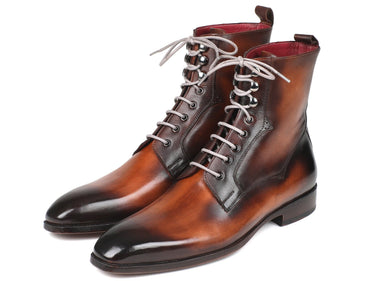 Paul Parkman Men's Leather Lace-Up Boots in Brown Burnished
