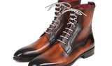 Paul Parkman Men's Leather Lace-Up Boots in Brown Burnished
