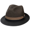 Scala Payette Pinch Front Straw Fedora in Black #color_ Black