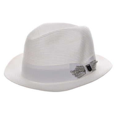 Stacy Adams Spire Poly Braid Pinch Front Fedora in White #color_ White