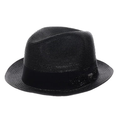 Stacy Adams Spire Poly Braid Pinch Front Fedora in Black