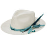 Stetson Blue Lagoon Wide Brim Shantung Straw Fedora in Natural #color_ Natural