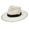 Stetson Little Palm B Wide Brim Genuine Panama Fedora in Bleach / Teal #color_ Bleach / Teal