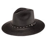 Stetson Night Rider Shantung Straw Wide Brim Fedora in Black #color_ Black