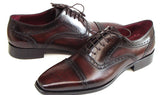 Paul Parkman Men's Hand-Painted Leather Captoe Oxfords in Bordeaux & Brown