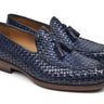 Paul Parkman Men's Woven Leather Tassel Loafers in Navy