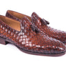 Paul Parkman Men's Woven Leather Tassel Loafers in Brown