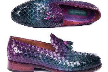 Paul Parkman Men's Woven Leather Tassel Loafers in Multicolor