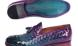 Paul Parkman Men's Woven Leather Tassel Loafers in Multicolor