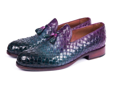 Paul Parkman Men's Woven Leather Tassel Loafers in Multicolor
