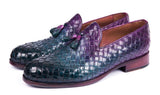Paul Parkman Men's Woven Leather Tassel Loafers in Multicolor