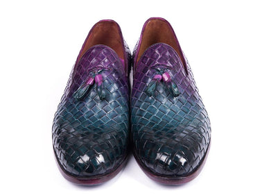 Paul Parkman Men's Woven Leather Tassel Loafers in Multicolor