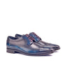 DapperFam Zephyr in Denim / Grey Men's Hand-Painted Patina Longwing Blucher in Denim / Grey