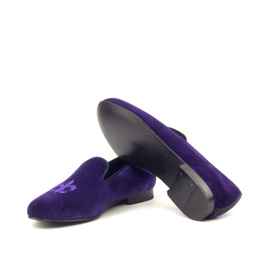 DapperFam Enzo in Purple / Black Men's Velvet & Grossgrain Slipper in #color_
