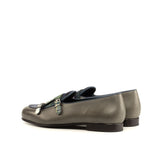 DapperFam Rialto in Tartan / Grey / Navy Men's Sartorial & Italian Full Grain Leather Monk Slipper