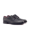 DapperFam Zephyr in Black / Dark Grey Men's Italian Croco Embossed Leather & Flannel Longwing Blucher in Black / Dark Grey