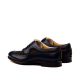DapperFam Zephyr in Navy / Grey Men's Italian Leather & Lux Suede Longwing Blucher