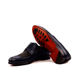 DapperFam Zephyr in Navy / Grey Men's Italian Leather & Lux Suede Longwing Blucher