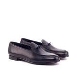 DapperFam Marcello in Black Men's Italian Leather & Italian Full Grain Leather Belgian Slipper