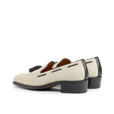 DapperFam Luciano in Ivory / Black Men's Italian Leather & Italian Suede Loafer in #color_