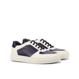 DapperFam Rivale in White / Navy Men's Italian Leather Trainer — Style 4318