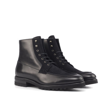 DapperFam Ryker in Black Men's Italian Leather & Lux Suede Moc Boot in Black #color_ Black