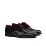 DapperFam Vero in Black Men's Italian Croco Embossed Leather & Italian Suede Derby in Black
