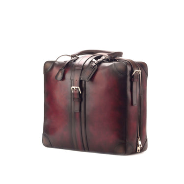 DapperFam Luxe Men's Travel Tote in Burgundy Painted Calf in #color_