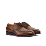 DapperFam Zephyr in Tweed / Med Brown Men's Sartorial & Italian Leather Longwing Blucher — Style 4416